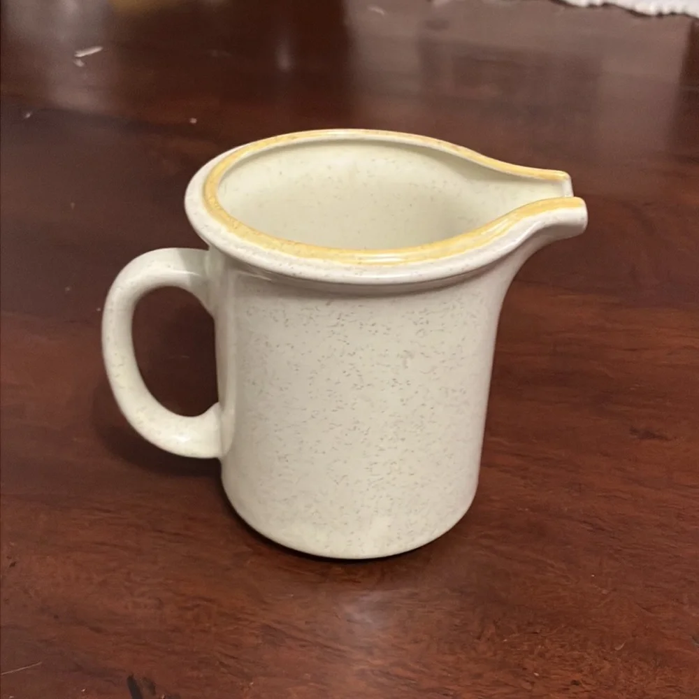 Vintage Hearthside Garden Festival Stoneware Creamer Yellow Rim Speckled Japan